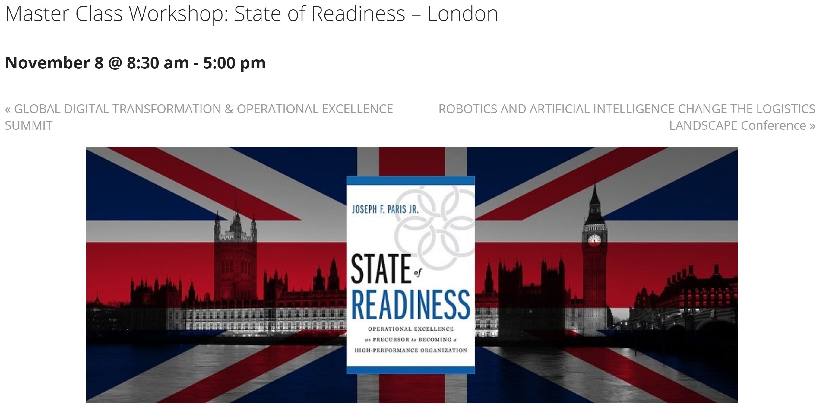 Partner Event: Master Class Workshop: State of Readiness