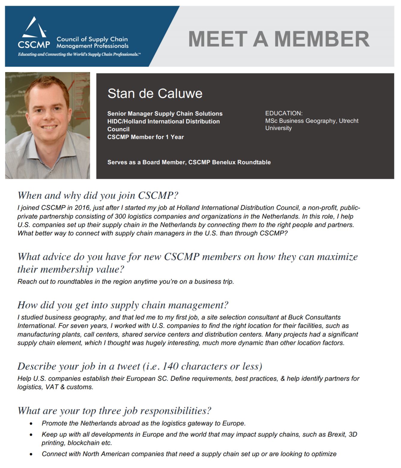 Meet a Member: Stan de Caluwe